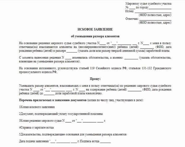 Дополнительные требования в исковом заявлении на алименты