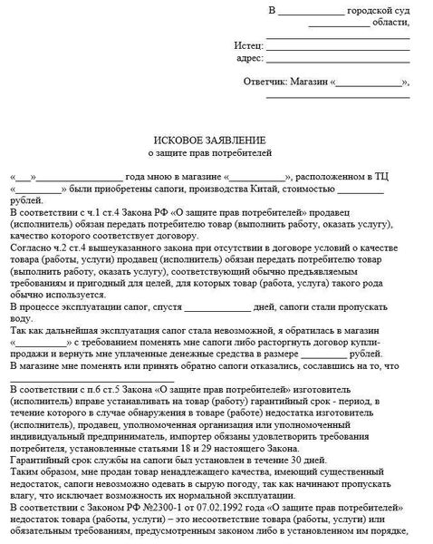 Требования и доказательства в исковом заявлении о защите прав потребителей