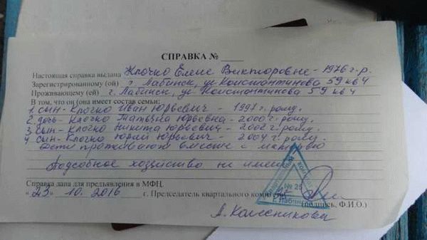 Зачем нужна справка о составе семьи