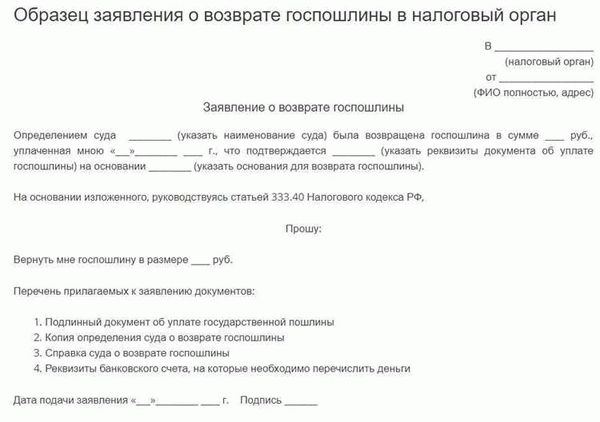 Критерии для возврата госпошлины