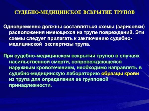 Назначение судебно-медицинской экспертизы: