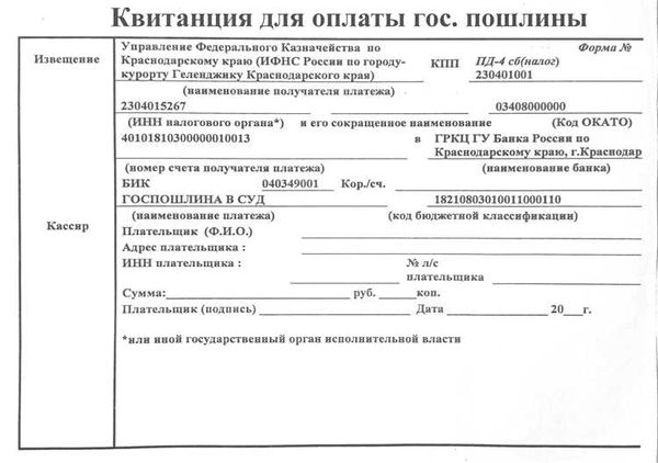 Размер государственной пошлины