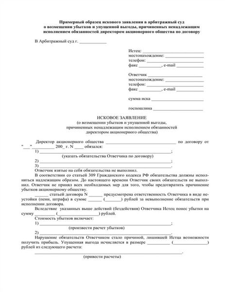 Как составить исковое заявление о взыскании убытков в арбитражный суд