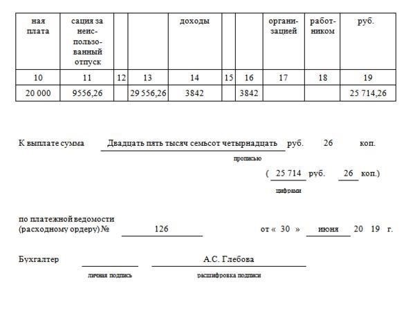 Образец расчета компенсации за отпуск с учетом регионального коэффициента