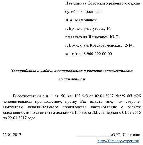 Основные данные, необходимые для расчета задолженности по алиментам
