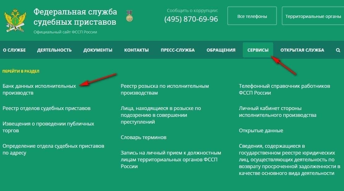 Шаги для доступа к базе данных ФССП для получения информации о долгах