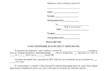 Ходатайство о присутствии родственника на заседании: образец 2026 года
