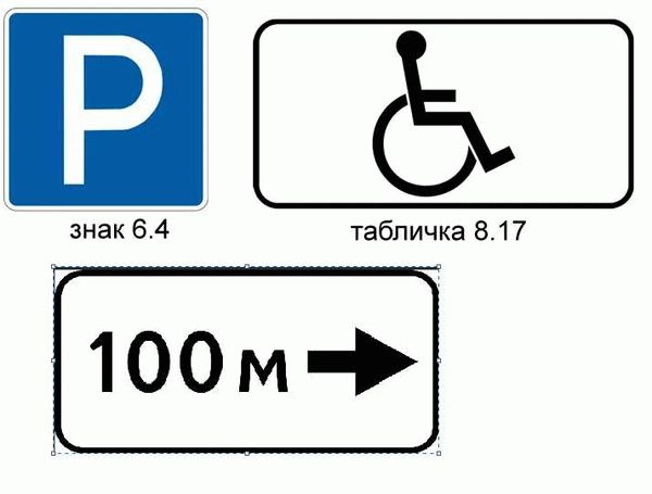Знак Парковка для инвалидов — зона действия